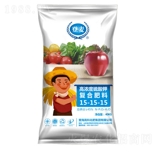 高濃度硫酸鉀復合肥料15-15-15-登麥-登峰