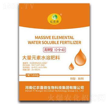 高鉀型大量元素水溶肥料10-9-40-億農喜